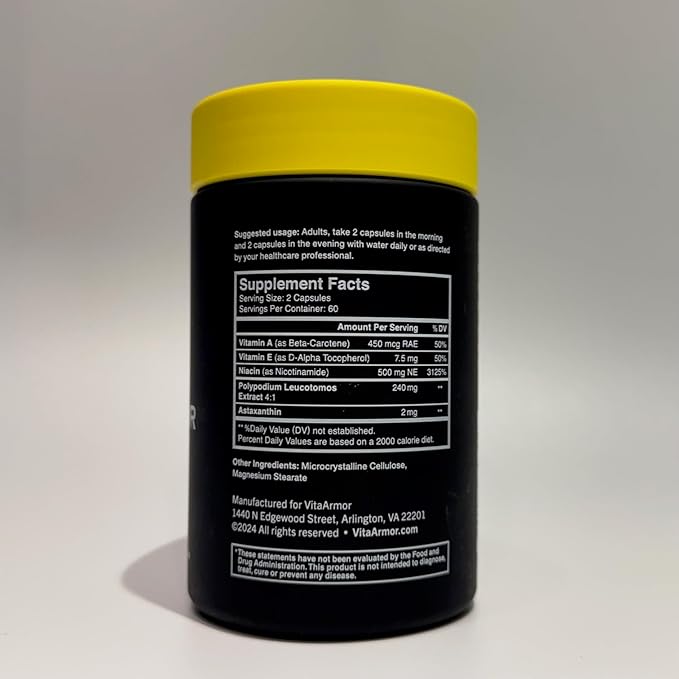 SunArmor Advanced with Nicotinamide and Powered by Polypodium Fights The Signs of Photoaging, Use with Sunscreen, Dermatologist Developed, 120 Capsules