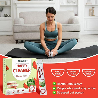 Newpie Superfoods Happy Cleaner Probiotic Powder,Watermelon Flavor Prebiotic & Probiotic Powder,Organic Fiber,Sugar Free,Gut Health,Natural Antioxidant for Women Men (20 Packet, Watermelon)