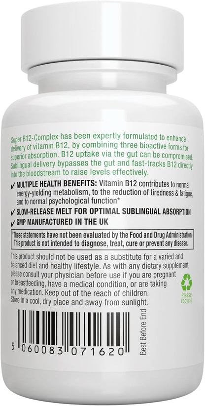 Igennus Sublingual Vitamin B12 Complex 1000mcg, Methylated Methylcobalamin, Adenosylcobalamin & Hydroxocobalamin, High Absorption & Clean, 180 Servings, Sugar-Free & Vegan