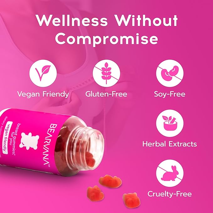 BEARVANA Top Support Gummies for Women | Support Natural Balance and Confidence | Fitness Supplement | Essential Vitamins | 9 Herbs Including Fenugreek, Flaxseed, Dong Quai| Berry Flavor | 60 Gummies