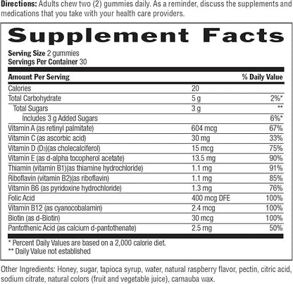Country Life Adult Multivitamin Honey Gummies – Bone, Heart & Energy Support – Non-GMO, Certified Gluten Free, Vegetarian – Naturally Sweetened – 60 Gummies