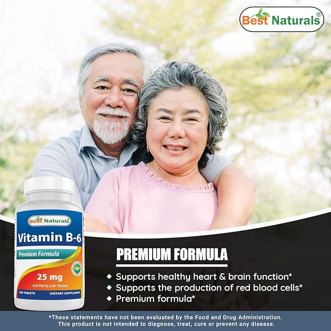 Best Naturals Vitamin B6 25mg 250 Tablets (250 Count (Pack of 2))