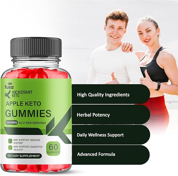 Kickstart Gummies Keto + ACV Gummy Formula, Kickstart 1000MG Apple Cider Vinegar Vitamin B12 B6 Folic Acid Overall Health Support Supplement, Kickstart Advanced Formula (60 Gummies)