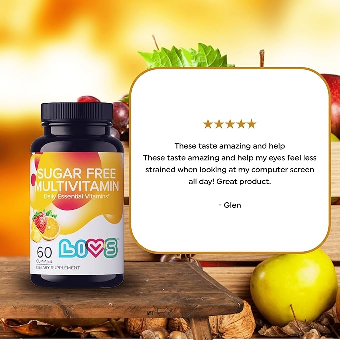 Sugar Free Multivitamin Gummies for Adults & Kids – Vegan Gummy Vitamin with A, C, D, B-Complex (B3, B5, B6, B12), Biotin & Zinc | Multivitamin Supplements for Overall Wellness & Support - 60 Ct