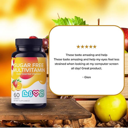 Sugar Free Multivitamin Gummies for Adults & Kids – Vegan Gummy Vitamin with A, C, D, B-Complex (B3, B5, B6, B12), Biotin & Zinc | Multivitamin Supplements for Overall Wellness & Support - 60 Ct