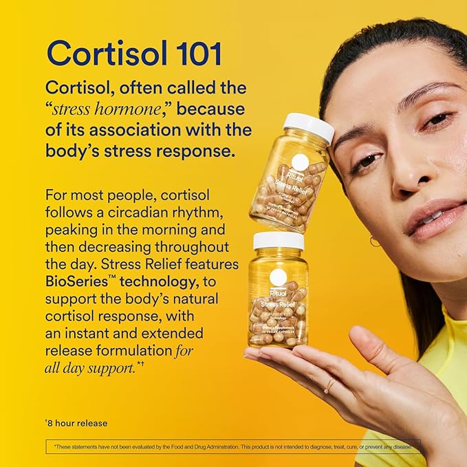 Ritual Stress Relief Supplement Shoden® Ashwagandha, Suntheanine® L-Theanine, and Saffron as affron®* BioSeries with 8-Hour Release to Support Natural Cortisol Response and Promote Calm, 30 Day