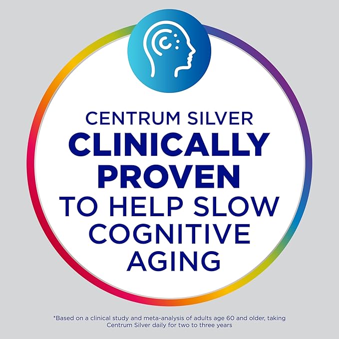 Centrum Minis Silver Multivitamin for Men 50 Plus, Multivitamin/Multimineral Supplement, Vitamin D3, B-Vitamins and Zinc, Non-GMO Ingredients, Supports Memory and Cognition in Older Adults - 280 Ct