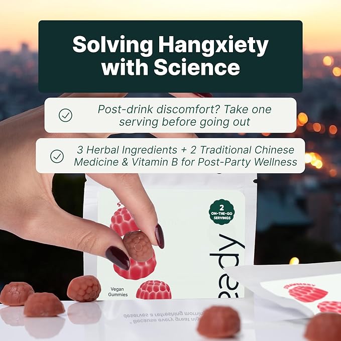 Morning Recovery Gummies for Post-Celebration, Travel & Jet lag Wellness with Vitamin B, Milk Thistle & Prickly Pear | Party Smarter with Strawberry Flavor Vegan Gummies (2 Servings)