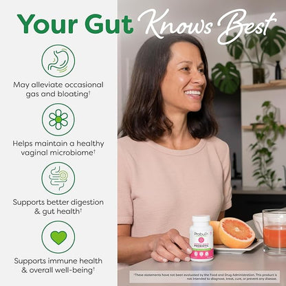 Probulin Womens Probiotic - Vaginal, UT, Gut & Immune Health with Lactobacillus Reuteri - 20 Billion CFU, 12 Probiotic Strains & Prebiotics - 90 Vegan, Gluten Free Capsules for Whole-Body Wellness