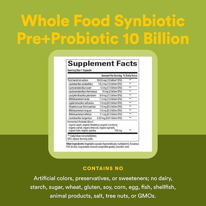 Natural Factors Whole Earth & Sea, Whole Food Synbiotic Pre + Probiotic, Fermented Digestive Enzymes, 60 Vegetarian Capsules