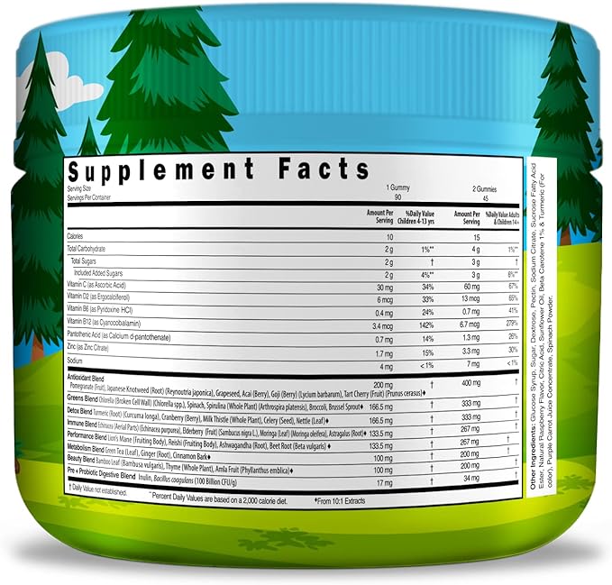 Infusions Super Green Gummies for Kids 180 Count Soft and Delicious - 2 Pack