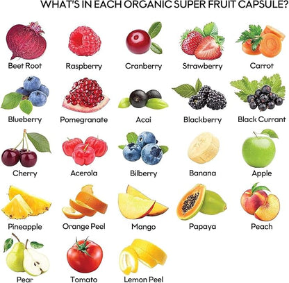 Fruits and Veggies Supplement (30 Day Supply) Powerfull Blend of 39 Whole Fruits and Veggies, Fills Nutritional Gaps, Get Energy, Well-being. USA Made Non-GMO/Vegan/Gluten Free. Packaging May Vary
