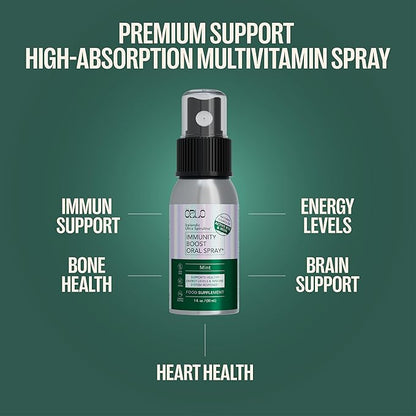 Orlo Immunity Boost Multivitamin Supplement for Adults Spray - Spirulina, Bioactive Vitamin B Complex, B12 Methylcobalamin, Vitamin D3 - Energy, Brain & Immune Health (Up to 60 Servings)