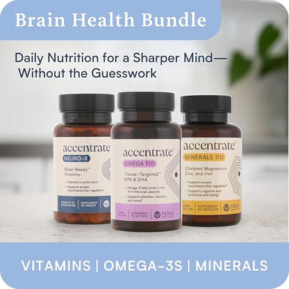 Accentrate Neuro X - Complete Vitamin B Complex | Active Multivitamin w/L-Methylfolate (5-MTHF), Adenosylcobalamin (B12), Pyridoxal-5'-Phosphate (P5P) | Brain Health | MTHFR Supplement | 30 Tablets