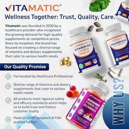 Vitamatic Vitamin B1 (Thiamine) 500mg – 3 Pack (360 Capsules Total)