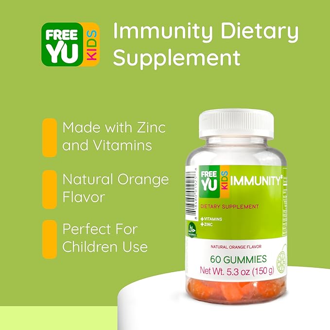 Halal & Gluten Free Kids Immunity Gummy - Dietary Supplement with Vitamins for Kids & Children - Chewable Multivitamin Booster Gummies with B12, Zinc, Vitamin C, D, E, A - 60 Gummies (5.3 oz)