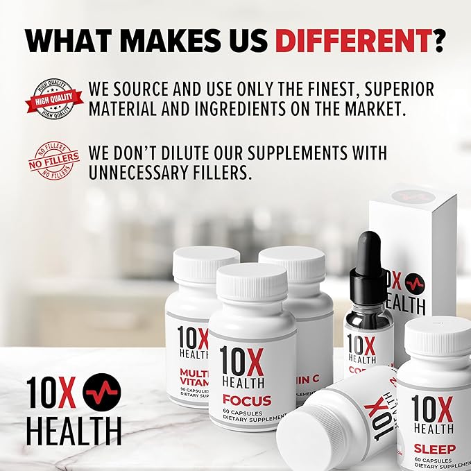 10X Health 5-MTHF Methylfolate - Methylated Folate & Magnesium for Brain, Heart Health, DNA & Neurotransmitter Synthesis - Bioavailable Methyl Folate Supplement - Methylfolate Supplement 60 Capsules