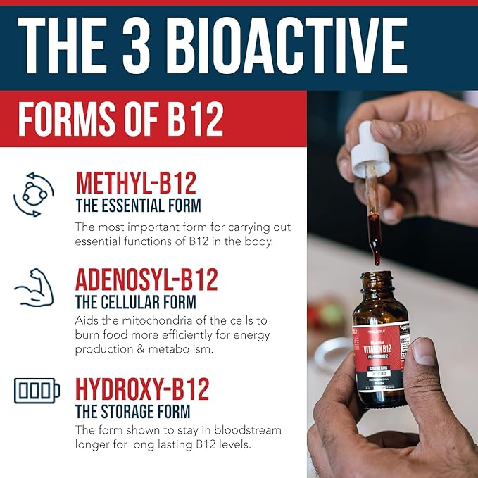 BioActive Vitamin B12 1000 mcg | Contains 3 BioActive Forms B12 Plus Methylfolate Cofactor - Methyl B12, Adenosyl B12 & Hydroxy B12 | Sublingual Form, Cherry Flavor, Organic, Vegan (180 Servings)