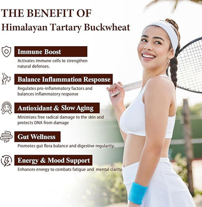 Himalayan Tartary Buckwheat Supplement with Quercetin, Vitamin C, D, Zinc, Curcumin for Immune Support & Antioxidant & Gut Health - 240 Vegan Capsules