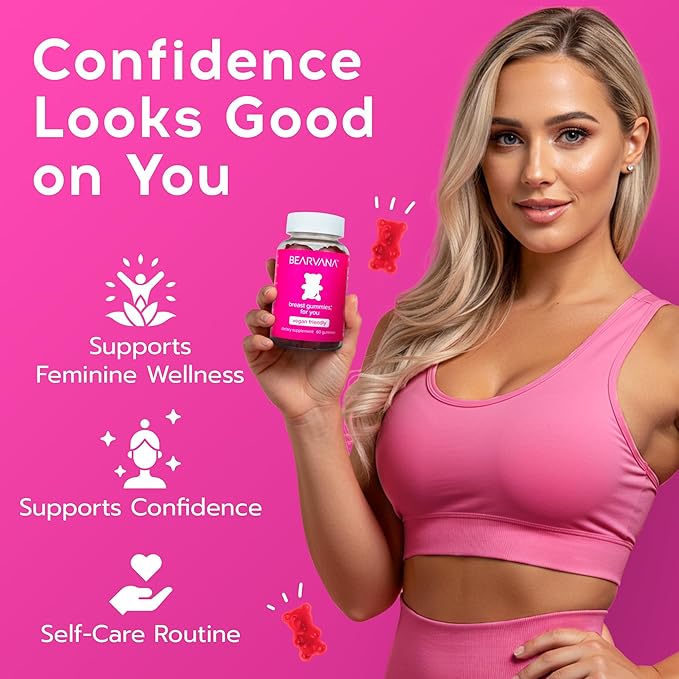 BEARVANA Top Support Gummies for Women | Support Natural Balance and Confidence | Fitness Supplement | Essential Vitamins | 9 Herbs Including Fenugreek, Flaxseed, Dong Quai| Berry Flavor | 60 Gummies