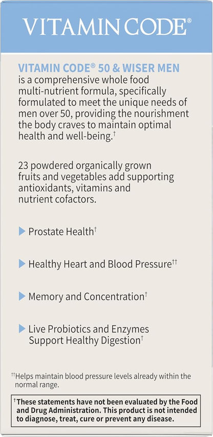 Garden of Life Multivitamin for Men - Vitamin Code 50 & Wiser Men's Raw Whole Food Vitamin Supplement with Probiotics, Vegetarian, 240 Capsules