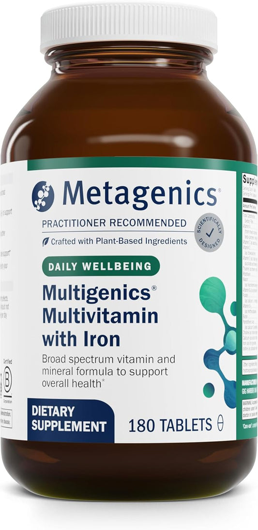 Metagenics Multigenics Multivitamin with Iron - Fast-Release Multivitamin & Multimineral Tablet - for Bone Health, Homocysteine Metabolism & Antioxidant Support* - Non-GMO & Gluten Free - 180 Tablets