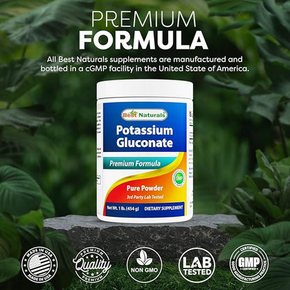 Best Naturals Potassium Gluconate 1lb Powder (1 LB (Pack of 2))