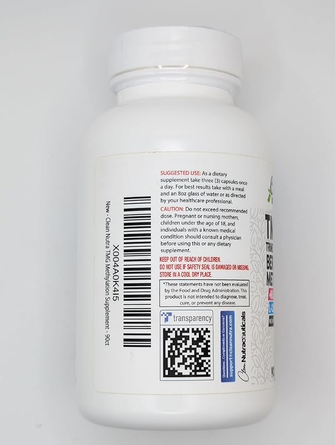Clean Nutra TMG Trimethylglycine Supplement 1,000mg + Taurine Methylated Multivitamin for Women Men B6 B12 D3 K2 Magnesium Methylfolate Milk Thistle Omega 3 NAC L Carnitine COQ10 B Complex Vitamin