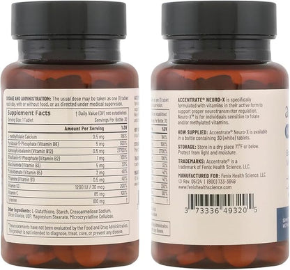 Accentrate Neuro X - Complete Vitamin B Complex | Active Multivitamin w/L-Methylfolate (5-MTHF), Adenosylcobalamin (B12), Pyridoxal-5'-Phosphate (P5P) | Brain Health | MTHFR Supplement | 30 Tablets