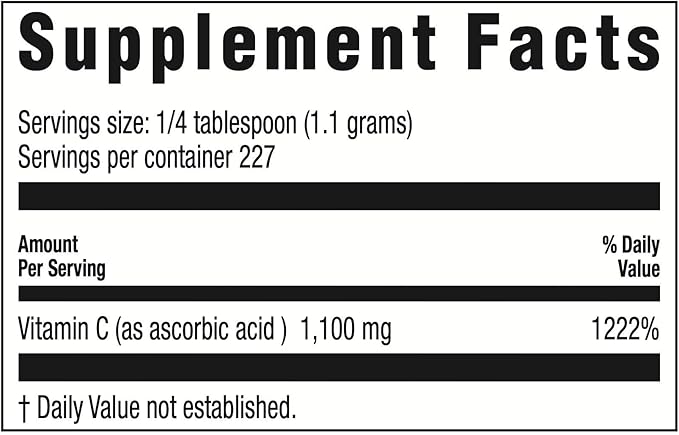 Life Enhancement Ultra Pure Vitamin C Powder - 1,100 mg Ascorbic Acid Vitamin C Supplement - 227 Servings