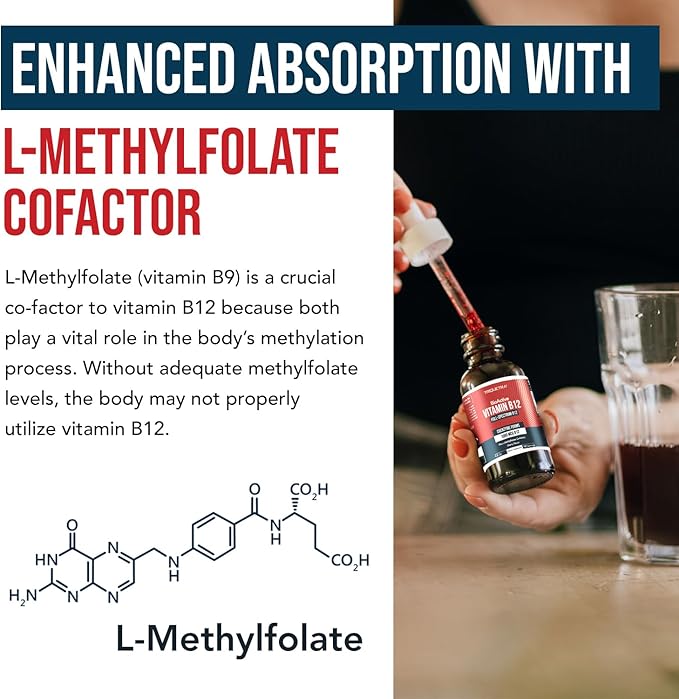 BioActive Vitamin B12 1000 mcg | Contains 3 BioActive Forms B12 Plus Methylfolate Cofactor - Methyl B12, Adenosyl B12 & Hydroxy B12 | Sublingual Form, Cherry Flavor, Organic, Vegan (180 Servings)