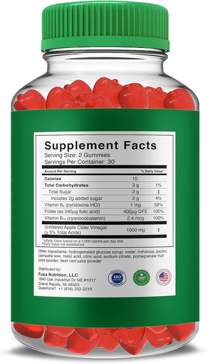 GreenVow ACV Gummies – 1000MG Apple Cider Vinegar with Vitamin B12, B6 & Folic Acid for Keto Support, Green Bow Dietary Supplement, Advanced Keto Formula (60 Gummies)