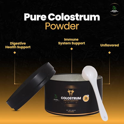 Colostrum Supplement Powder for Humans, Bovine Colostrum for Gut Health, Immune Support, Hair Growth, Beauty Supplement, Muscle Recovery & Wellness - Gluten, Sugar & Fat Free Unflavored 108 Grams