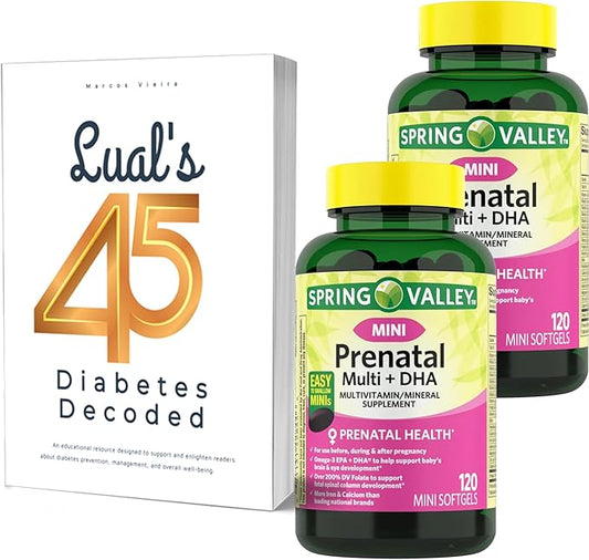 Spring Valley Mini Prenatal Vitamins for Women Softgels. Prenatal Care with DHA for Expectant Mothers. Mini Prenatal Vitamins for Women 240 Soft Gels Bundle with 45 Diabetes Decoded