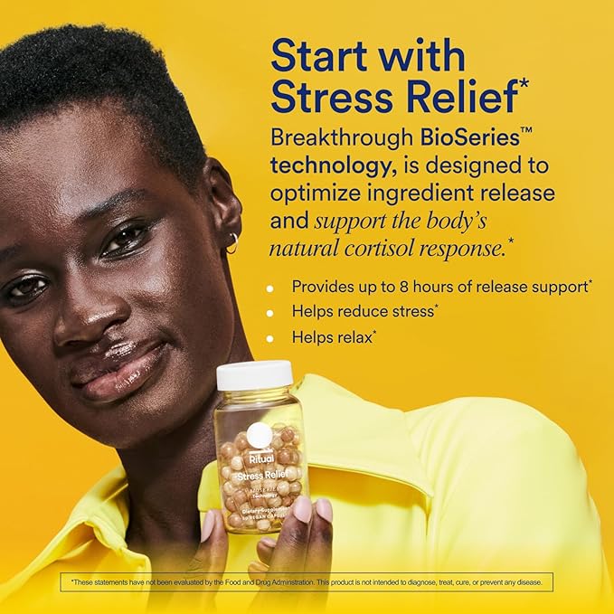 Ritual Stress Relief Supplement Shoden® Ashwagandha, Suntheanine® L-Theanine, and Saffron as affron®* BioSeries with 8-Hour Release to Support Natural Cortisol Response and Promote Calm, 30 Day