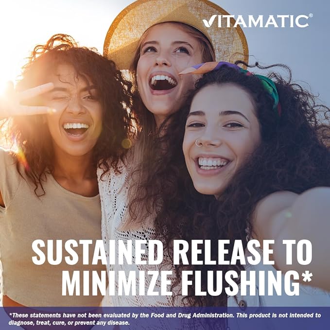 Vitamatic Niacin (Vitamin B3) 500mg, Sustained Release, 240 Tablets - Non-GMO & Gluten Free- 2 Pack
