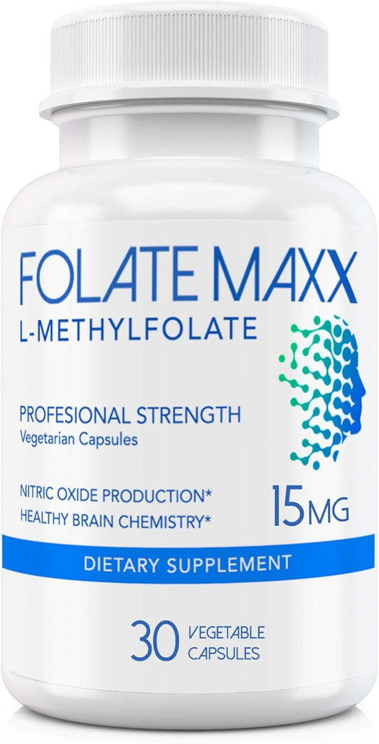 L-Methylfolate 15mg - 30 Capsules - Professional Strength Active Methyl Folate - 5-MTHF Supplement for Men & Women - Non GMO, Gluten Free, No Fillers