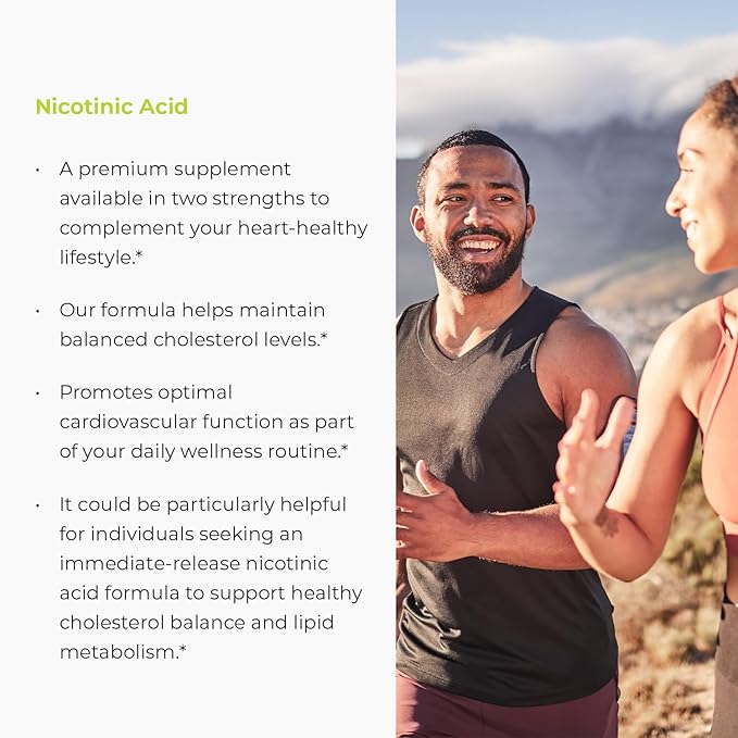 Endur Plain Niacin (Nicotinic Acid), Heart Health & Healthy Cholesterol Balance Supplement, Immediate-Release Formula, Gluten Free, 250mg (100 Tablets)