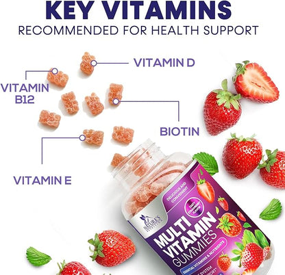 Multivitamin Gummies for Adults, Daily Gummy Vitamins & Minerals for Women & Men, Immune Support Gummy Multivitamins Supplement, Adult Multi VIT Vitamin with Vitamins A, C, D, B12, Zinc - 120 Gummies