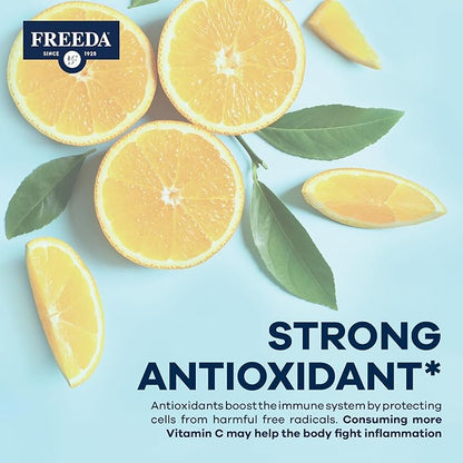FREEDA Buffered Vitamin C Powder – Gentle on Stomach, Kosher & Vegan, High-Absorption Immune Support, Sugar-Free Calcium Ascorbate Antioxidant Supplement (16 oz)