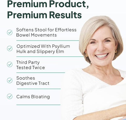Better Fiber - Daily Fiber Supplement - Soften Stool for Effortless Bowel Movements - with Psyllium Hulk and Slippery Elm - 6 Bottles
