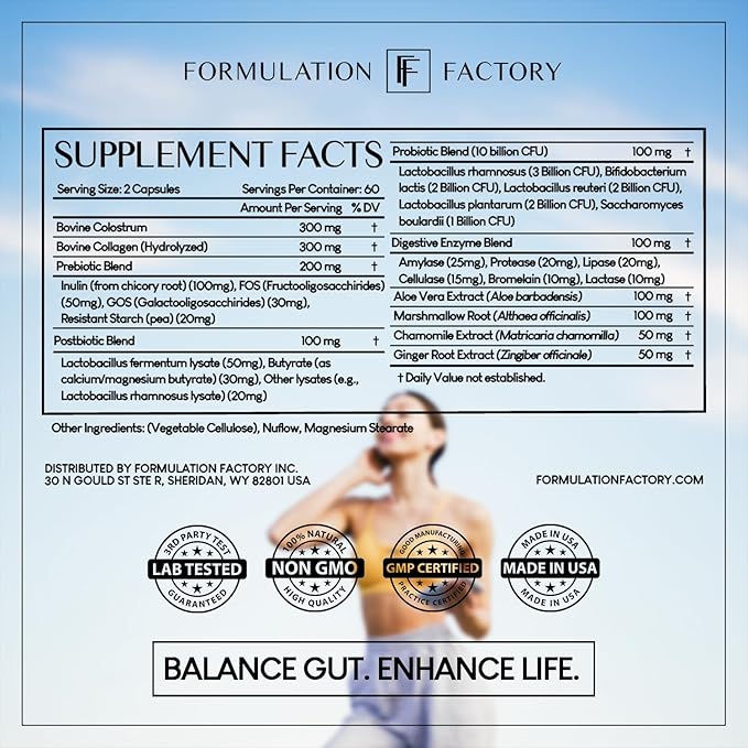 Gut Intellect 10-in-1 Microbiome Maximizer with Probiotics, Prebiotics, Enzymes, Berberine, Ginger, Mint, Supports Digestion & Brain-Gut Health (2 Month Supply, 120 Capsules)