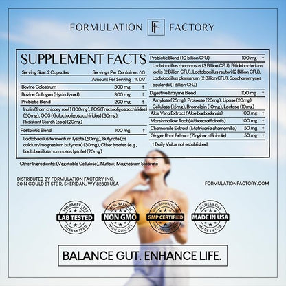 Gut Intellect 10-in-1 Microbiome Maximizer with Probiotics, Prebiotics, Enzymes, Berberine, Ginger, Mint, Supports Digestion & Brain-Gut Health (2 Month Supply, 120 Capsules)