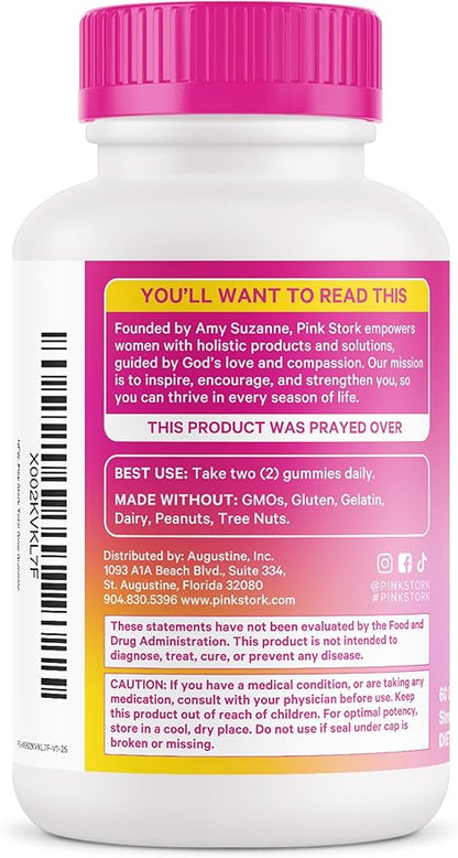 Pink Stork Total Glow Gummies for Women – Hair, Skin & Nails Vitamin with Biotin, Vitamin A, B6, B12, Folate, Zinc & More – Support for Radiant Skin, Strong Nails, and Healthy Hair – 60 Berry Gummies