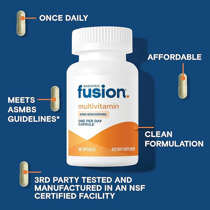 Bariatric Fusion One Per Day Bariatric Multivitamin with Iron | Easy to Swallow Capsule | Vitamin for Bariatric Surgery Patients | Gastric Bypass and Sleeve Gastrectomy | 30 Count | 1 Month Supply