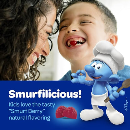 Smurfs Kids Calm Gummies | Calming Gummies for Kids with Lemon Balm & L Theanine | Made with Real Fruit | Doctor Developed | Gelatin Free Non-GMO No Artificial Flavors or Colors | 20 Servings