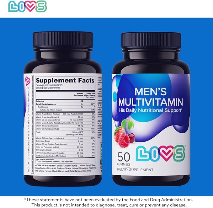 Men’s Multivitamins Gummies | Chewable Multivitamins for Men Health, Iron & Immune Support | Daily Vitamins with Zinc, Vitamin D3, B12, Biotin & More | Gluten Free & Vegan Gummy Vitamins – 50 Ct