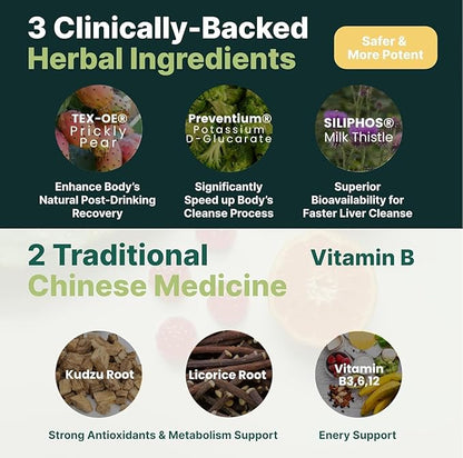 Morning Recovery Gummies for Post-Celebration, Travel & Jet lag Wellness with Vitamin B, Milk Thistle & Prickly Pear | Party Smarter with Strawberry Flavor Vegan Gummies (2 Servings)