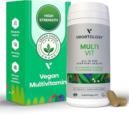 MultiVit Vegan Multivitamin Supplement, 26 Vitamin & Minerals – Vitamin Supplements for Metabolic, Brain Function & Immune Support – Multivitamin for Women, Men & Children