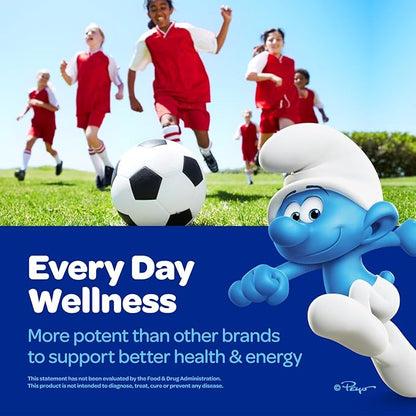 The Smurfs Kids Multivitamin Gummies with 15 Daily Vitamins and Minerals for Growth & Development | Made with Real Fruit in a Smurf Berry | Delicious, Doctor Developed & Non-GMO Formula | 100 Gummies